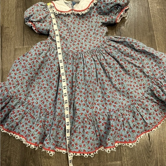 Vintage Daisy Kingdom Dress Floral Sz 2T Peter Pan Collar Eyelet Edge Petticoat - Picture 13 of 15